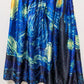 Blue Swirl Artistic Flared Midi Skirt
