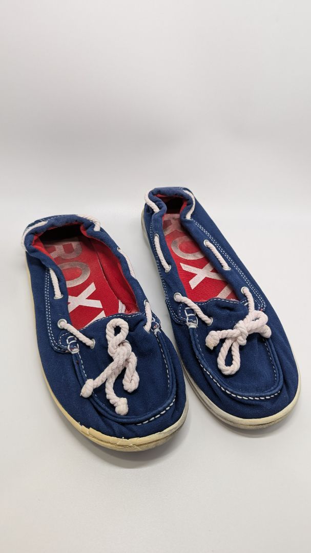 ROXY Blue/White Rope Boat Loafer Shoes