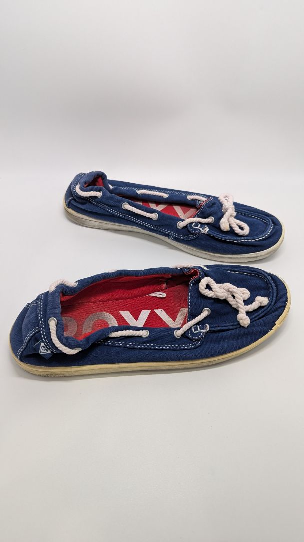 ROXY Blue/White Rope Boat Loafer Shoes