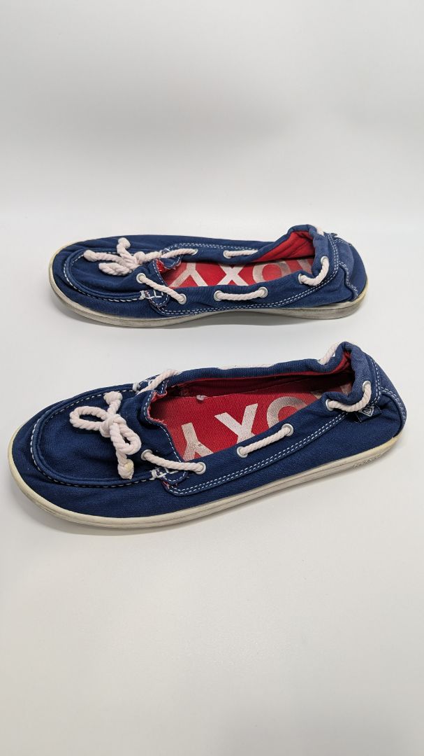 ROXY Blue/White Rope Boat Loafer Shoes