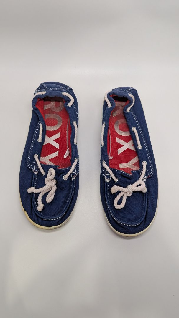 ROXY Blue/White Rope Boat Loafer Shoes