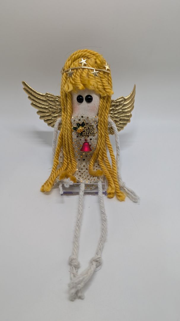 Handmade "Christmas is Calling Cathy" Gold Rag Doll