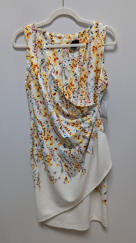 Maison Tara Ivory Floral Faux-Wrap Midi Dress