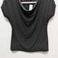dressbarn Black Rhinestone Zipper Shoulder Blouse