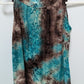 dressbarn Brown/Blue Velvet Detail Sleeveless Blouse