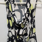 R Marks White/Black/Green Printed Sleeveless Blouse