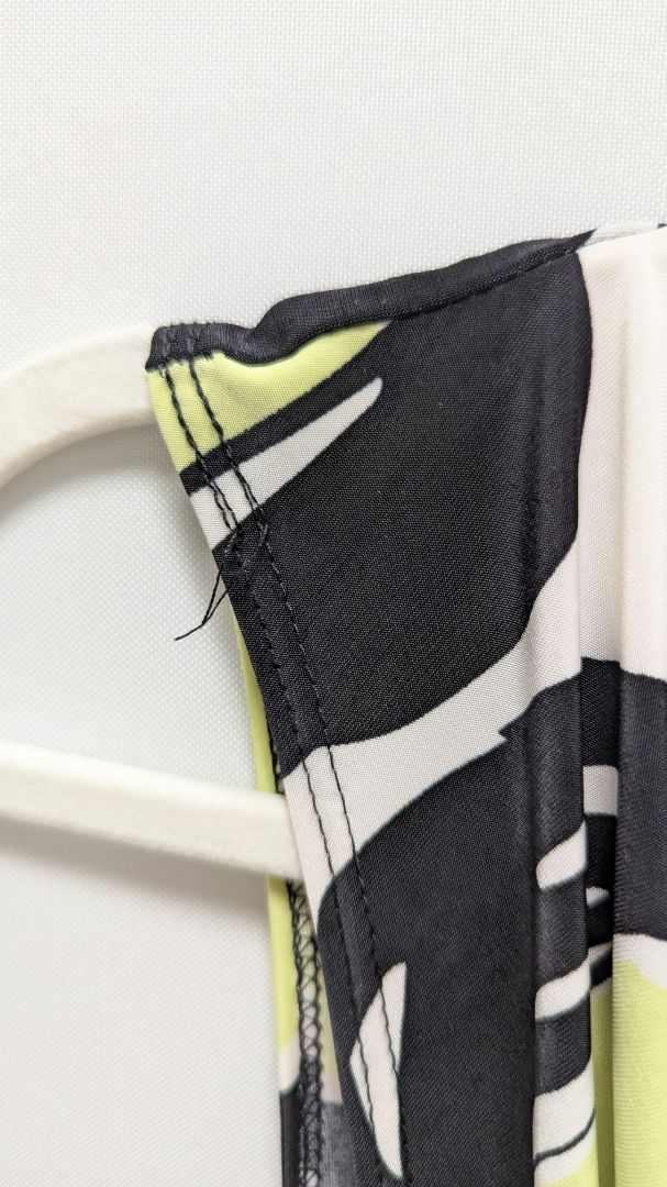 R Marks White/Black/Green Printed Sleeveless Blouse