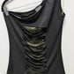 dots Black/Green Distressed Camo One-Shoulder Tank