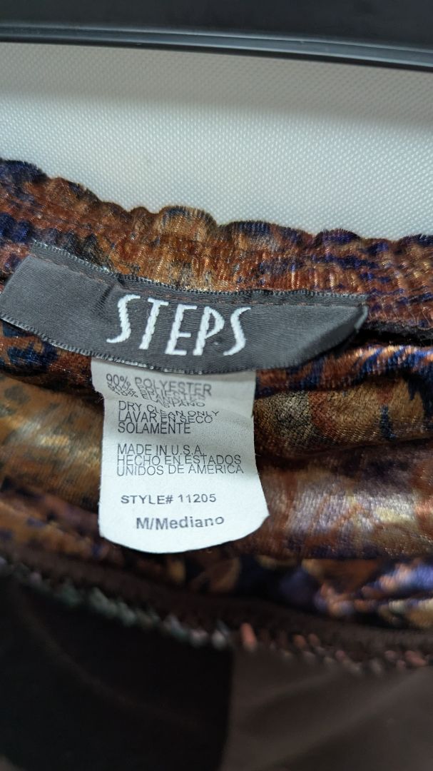 STEPS Vintage Brown Velvet-Suede Panel Strapless Blouse
