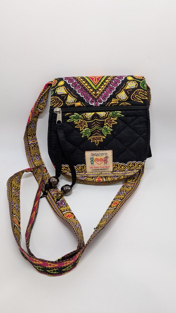 Bagamoyo Black Quilted Crossbody Purse
