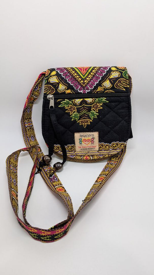 Bagamoyo Black Quilted Crossbody Purse