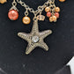 Bronze-Tone Orange Beaded Nautical Necklace