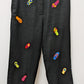 DEANE & WHITE Black Flip-Flop Embroidered Linen Pants