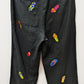 DEANE & WHITE Black Flip-Flop Embroidered Linen Pants