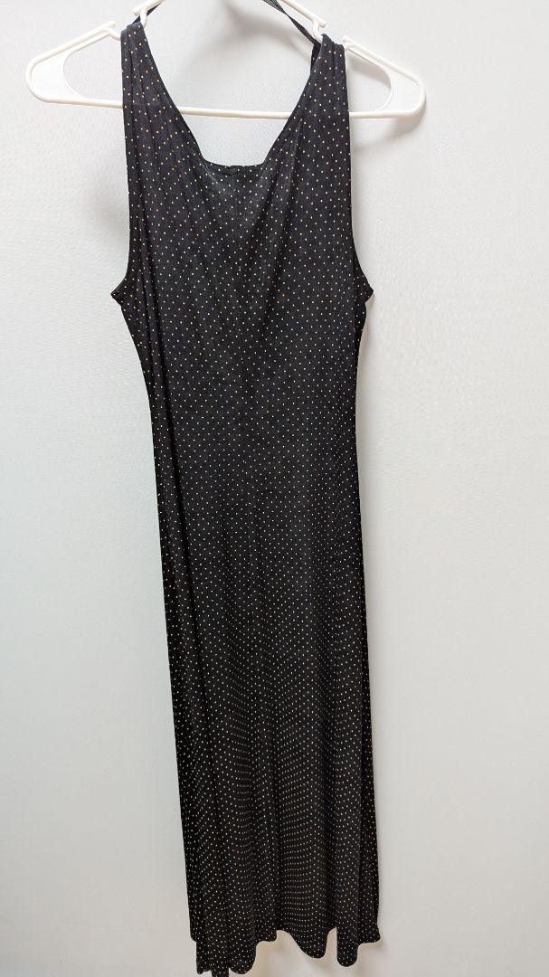 Ronni Nicole Black/Beige Polka-Dot Sleeveless Maxi Dress