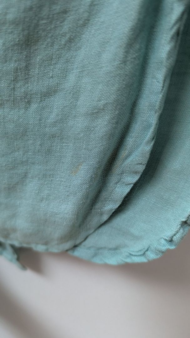 Soft Surroundings Light Blue Linen Drawstring Button-Down Blouse