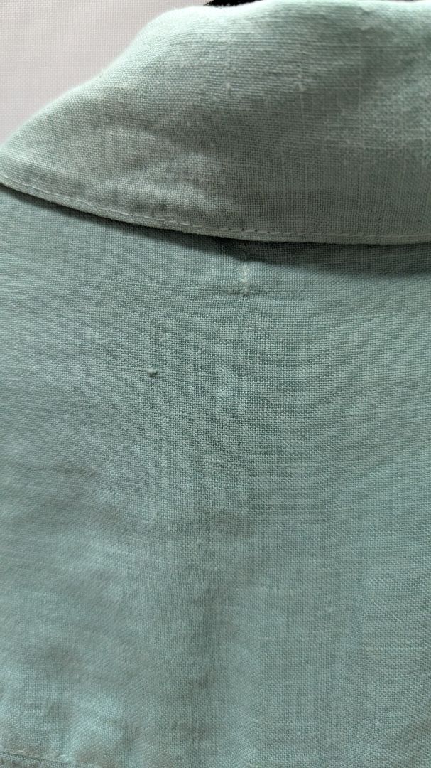 Soft Surroundings Light Blue Linen Drawstring Button-Down Blouse