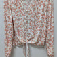 Hippie Rose Cream/Orange Floral Tie-Front Blouse