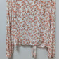 Hippie Rose Cream/Orange Floral Tie-Front Blouse