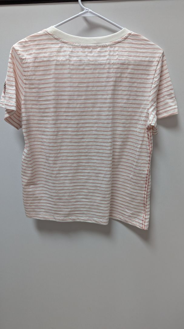 Jane + Delancey White/Pink Striped Strawberry Tee