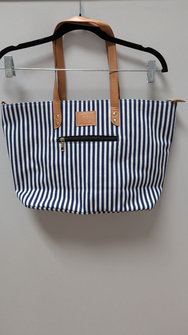 jm Jessica Moore Navy Striped Shopping Tote Bag