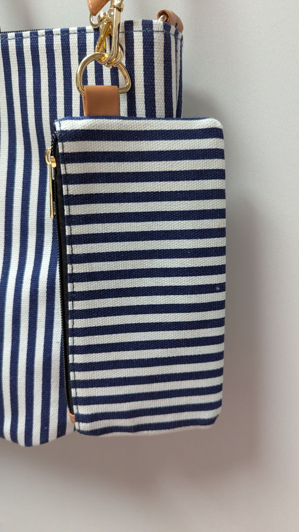 jm Jessica Moore Navy Striped Shopping Tote Bag
