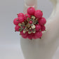 Gold-Tone Pink Metal Flower Beaded Ring