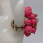 Gold-Tone Pink Metal Flower Beaded Ring