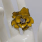 Gold-Tone Yellow Metal Flower Adjustable Ring