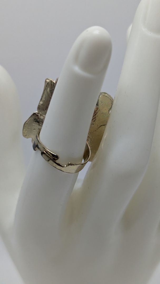 Gold-Tone Yellow Metal Flower Adjustable Ring
