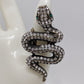 Bronze/White Rhinestone Snake Elastic-Back Ring