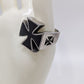 Silver/Black Engraved Cross Ring