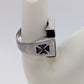 Silver/Black Engraved Cross Ring