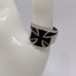 Silver/Black Thick Band Cross Ring