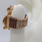 Gold-Tone Yellow Oval Stones Ring
