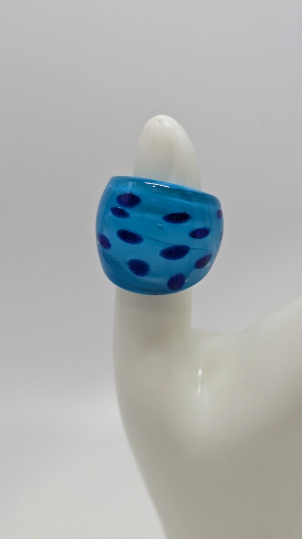 Blue Spotted Acrylic Ring