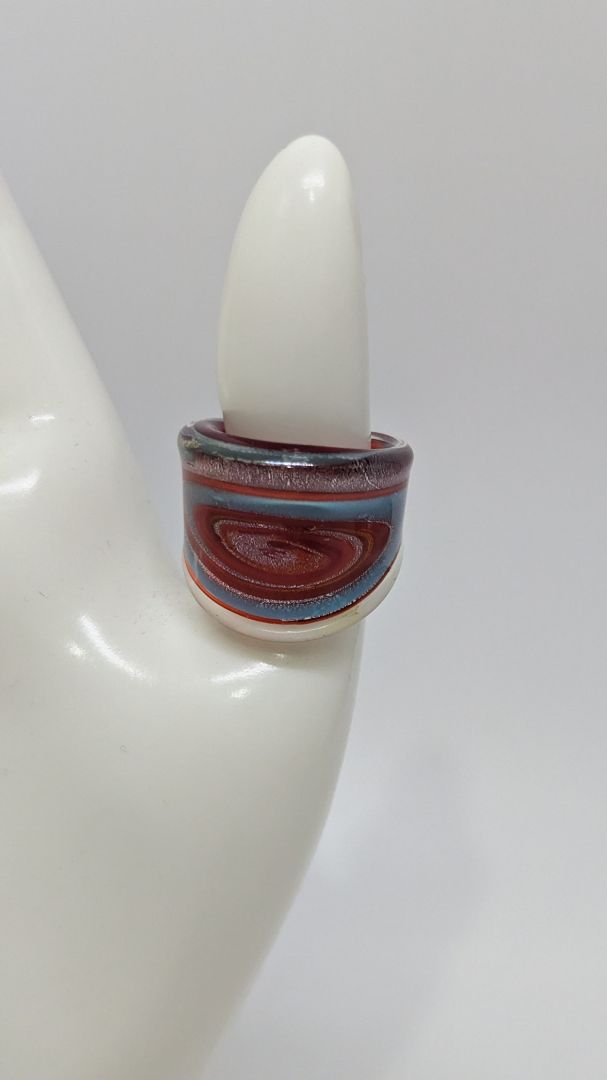 Blue/Red Swirl Acrylic Ring