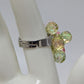 Silver/Pink/Green Beaded Adjustable Ring