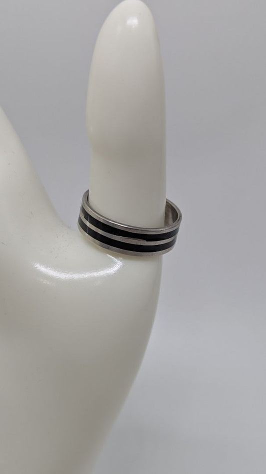 Silver/Black Stainless Steel Ring