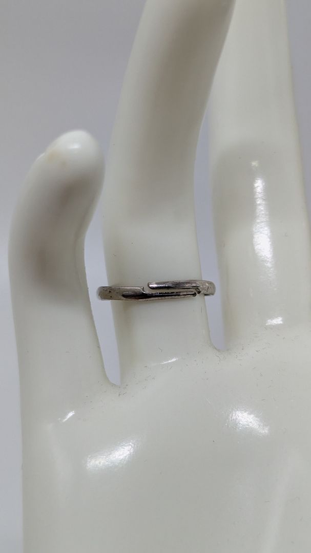 Silver/White Rhinestone Flower Adjustable Ring