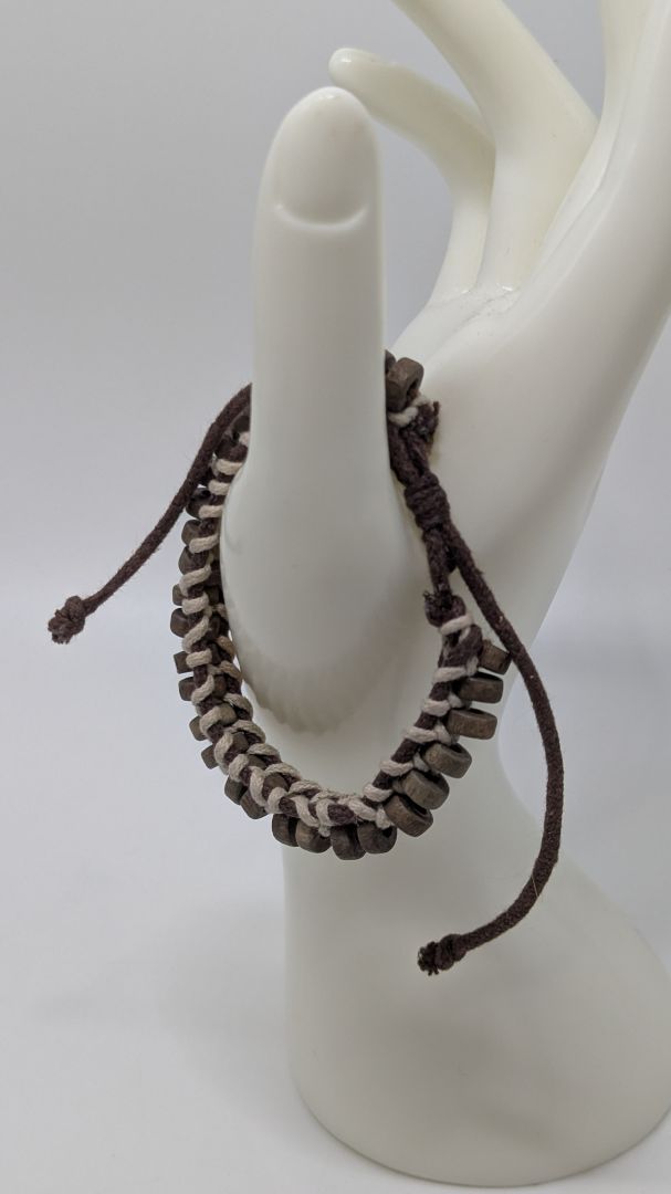Brown Circle Bead Wrapped Adjustable Bracelet
