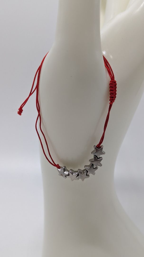 Red/Silver Sliding Star String Bracelet