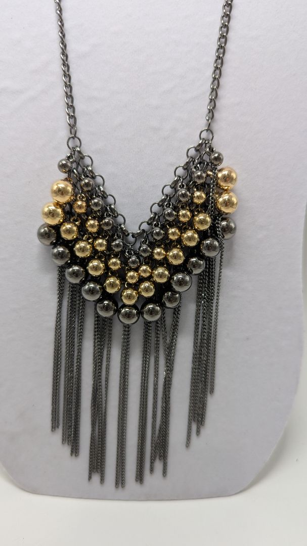 Paparazzi 2-Tone Beaded Chain Necklace & Earrings Set