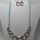 Paparazzi Silver Turquoise Cord & Chain Link Necklace & Earrings Set