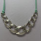 Paparazzi Silver Turquoise Cord & Chain Link Necklace & Earrings Set