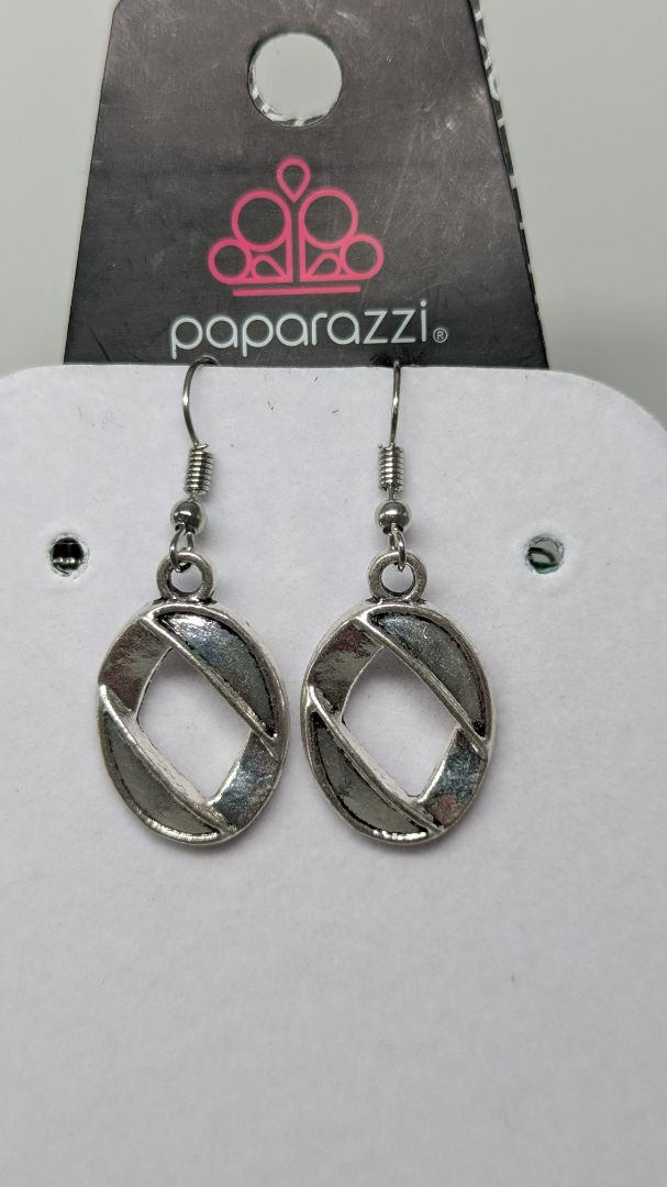 Paparazzi Silver Turquoise Cord & Chain Link Necklace & Earrings Set