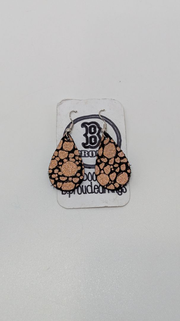 B Proud Black/Gold Glitter Felt Dangle Earrings