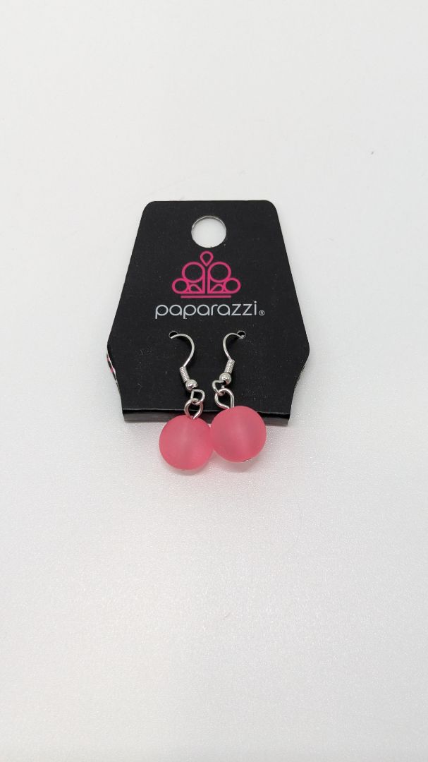 Paparazzi Hot Pink Opaque Bead Dangle Earrings