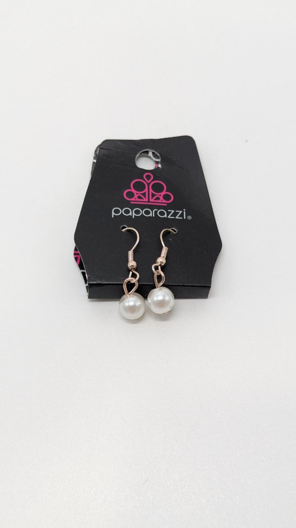 Paparazzi Light Gold Faux-Pearl Bead Dangle Earrings