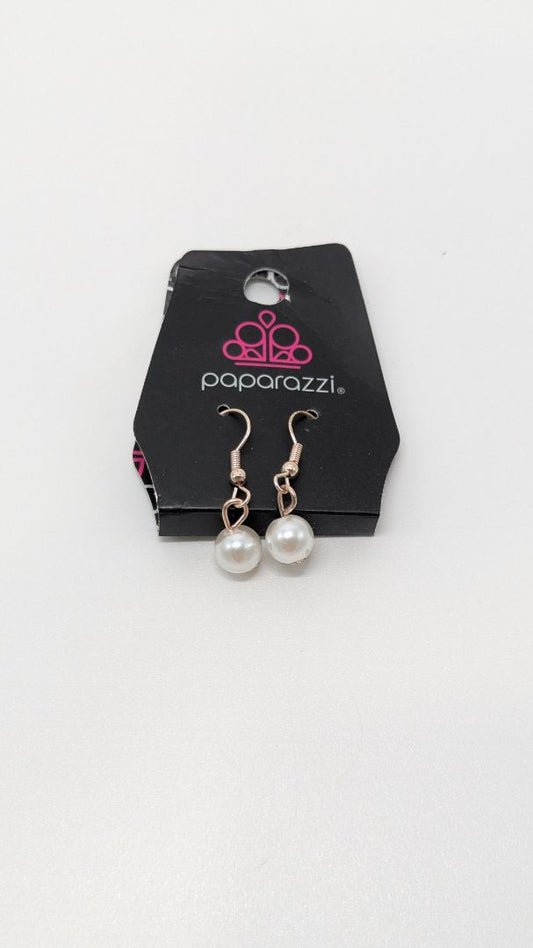 Paparazzi Light Gold Faux-Pearl Bead Dangle Earrings